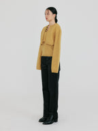 EENK ZONNE Cropped Knit Cardigan - Mustard