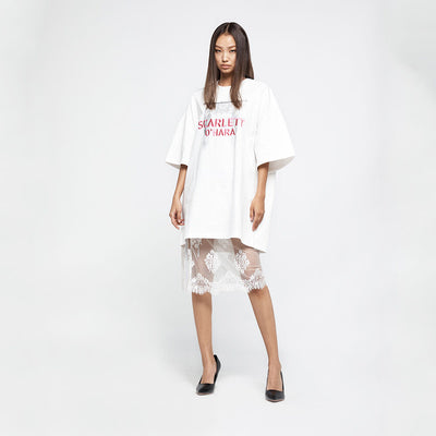 EMBROIDERED CREWNECK T-SHIRT WHITE (R25TS11091WH)