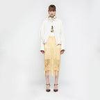 YCH LACE FRINGE LAYERED SKIRT YELLOW (R25SK6051YL)