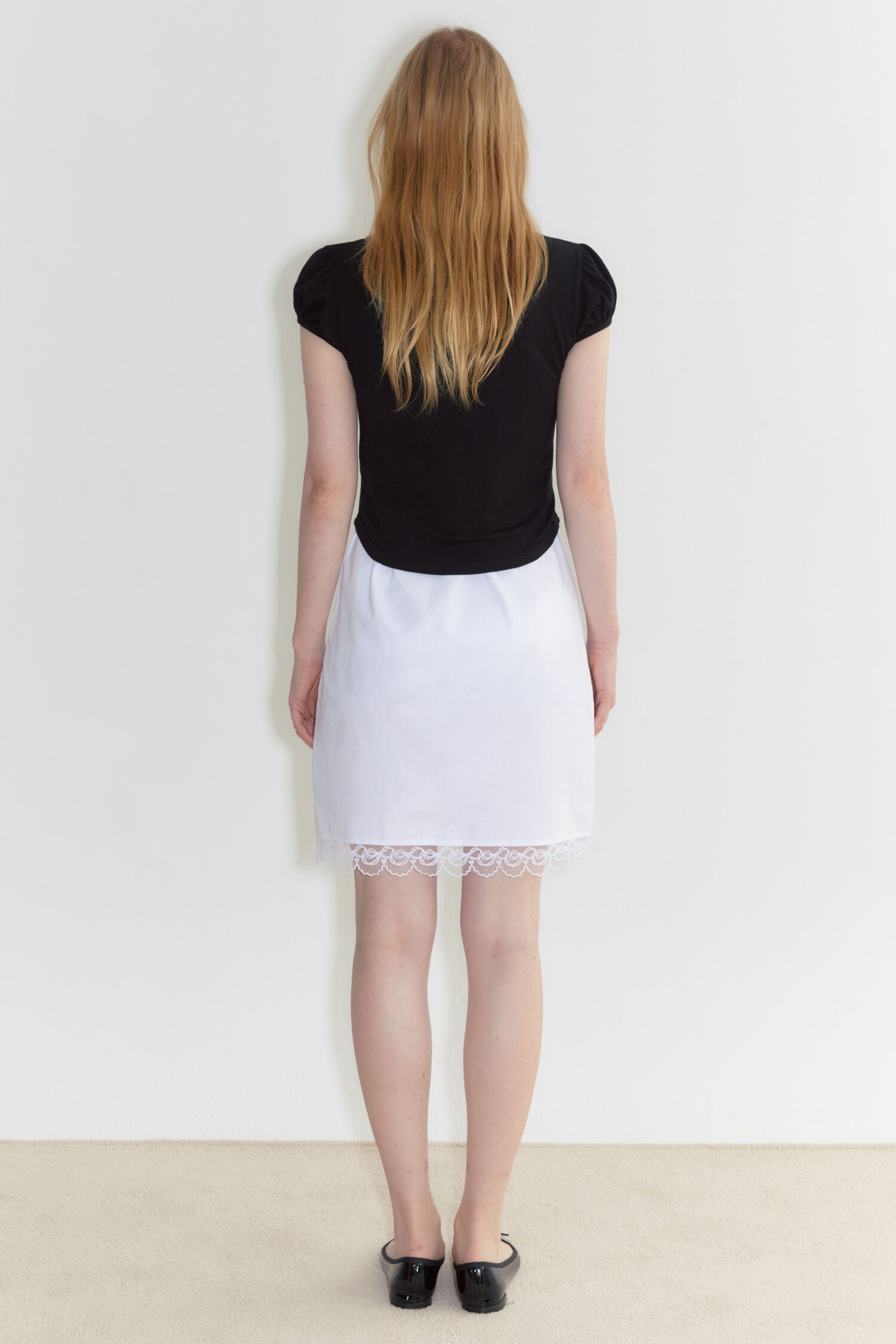 SINOON Round Shirring T-Shirt (Black)