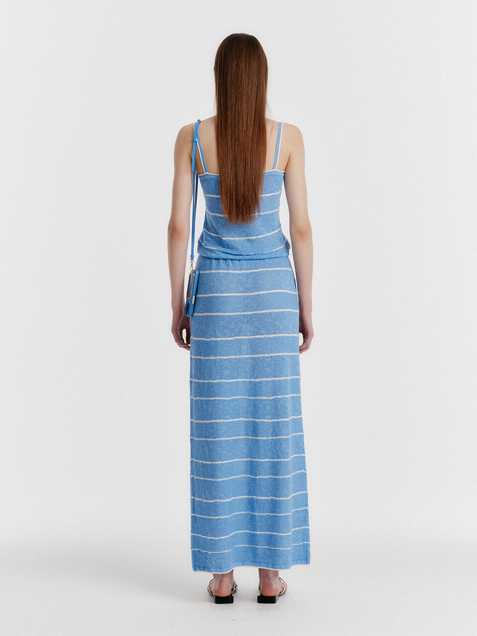 EENK YOZOO Jacquard Stripe Knit Dress - Sky Blue