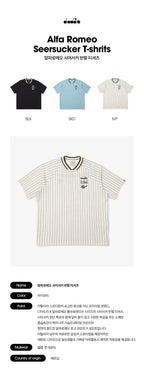 diadora Alfa Romeo Seersucker Short Sleeve T-Shirt IVORY