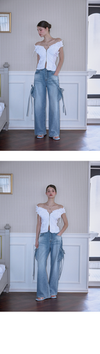 RoséFrantz Two-way Frill Ribbon Sleeveless [White]