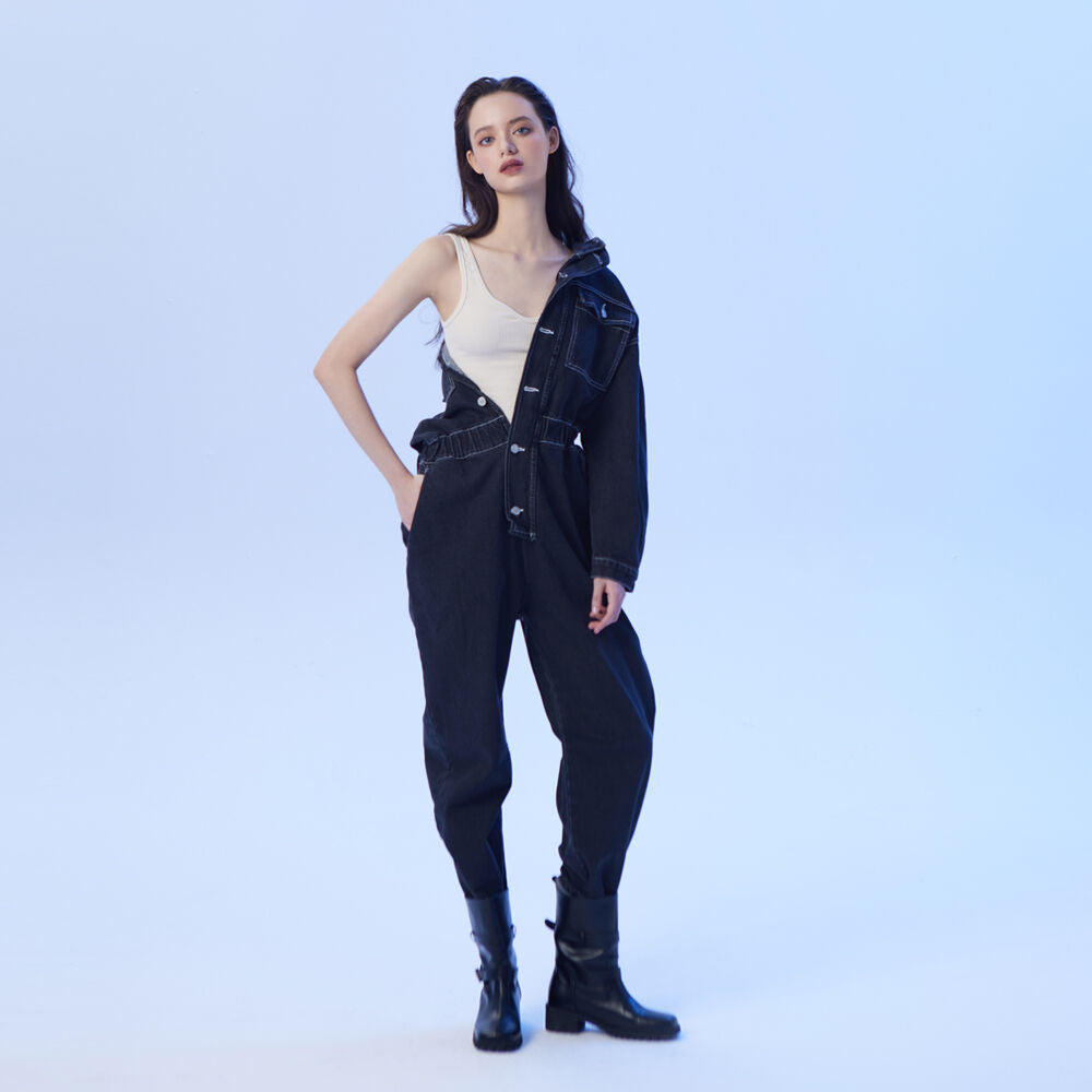 RENNESMIA DENIM JUMPSUIT BLACK