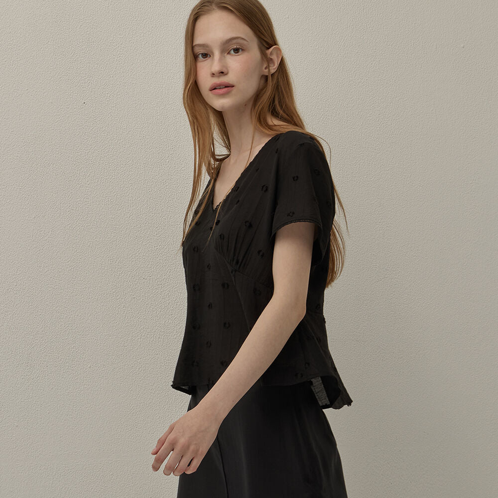 BEMUSE MANSION Grace shirring blouse - Black