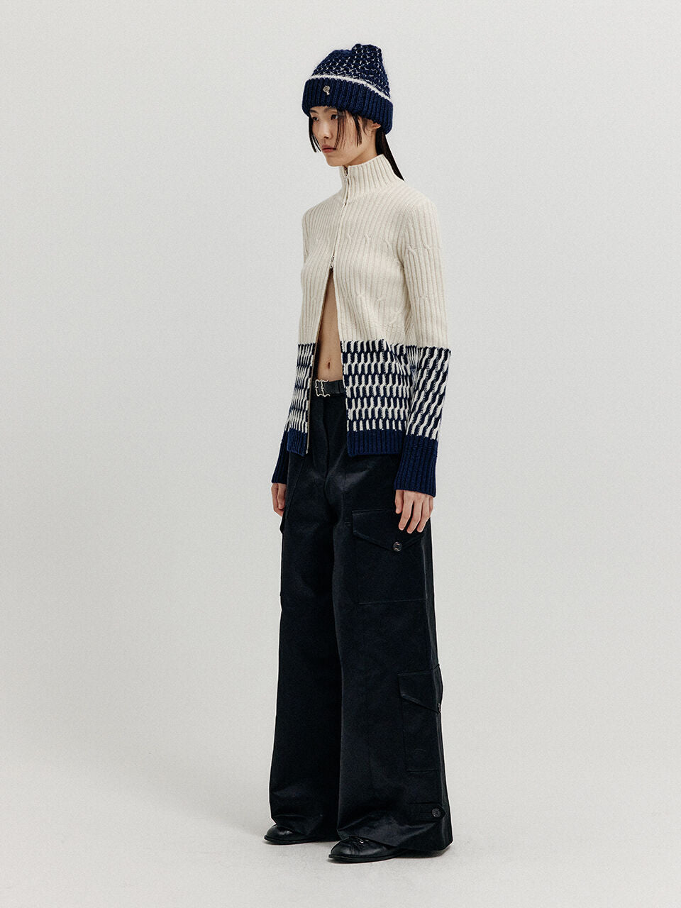 EENK EENK XCOO Cable Knit Zip Cardigan - Cream