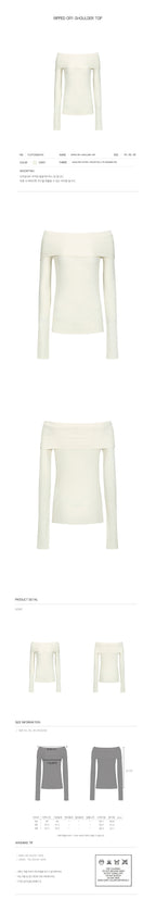 YCH RIPPED OFF-SHOULDER TOP IVORY (F24TO9091IV)