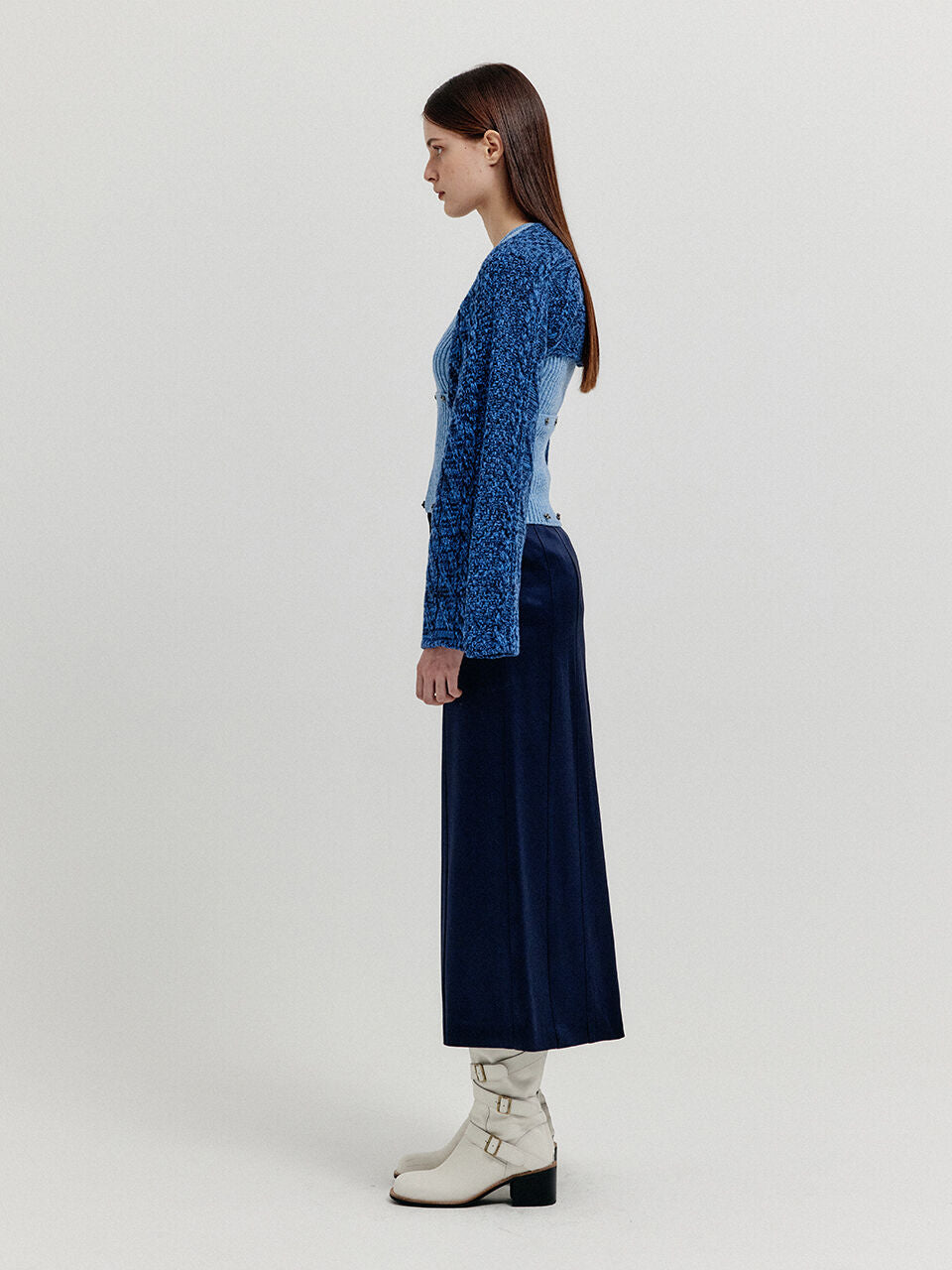 EENK XILISSY Cable Knit Bolero Cardigan - Navy