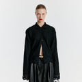 EENK YESSITA Lace-trim Pleats Shirt - Black