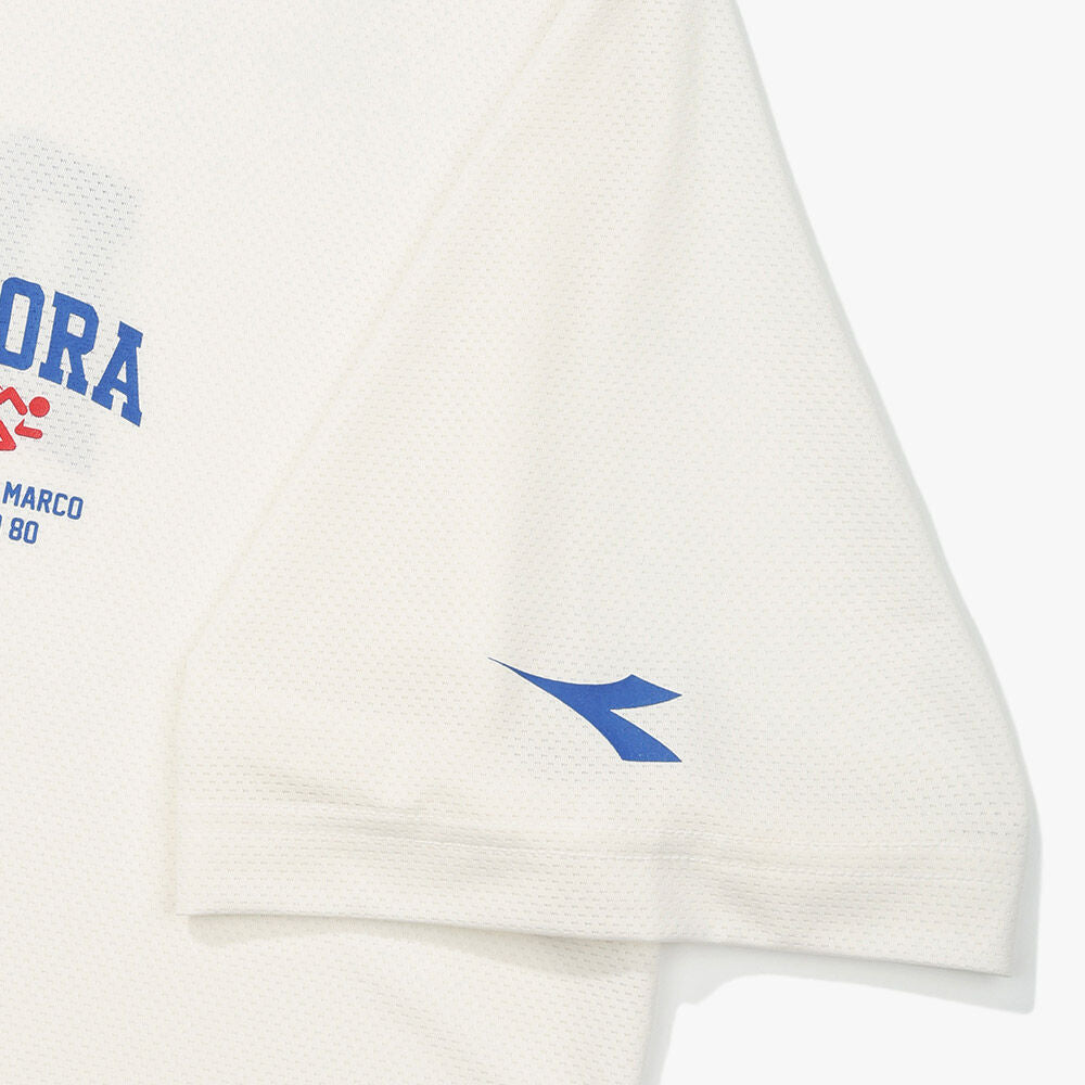 diadora Performance Running Mesh Short Sleeve T-Shirt OFF WHITE