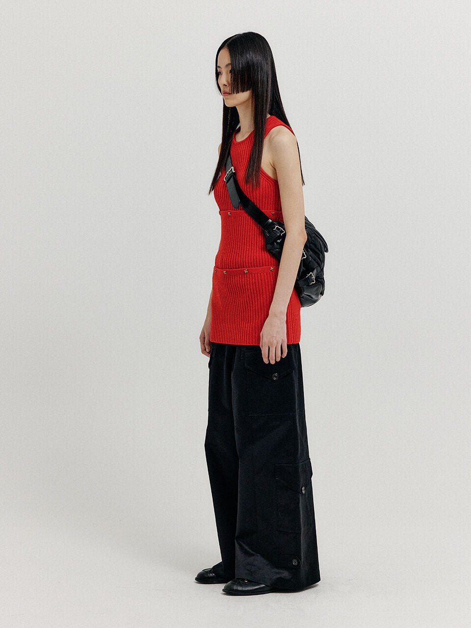 EENK XENDER Separable Sleeveless Knit Top - Red