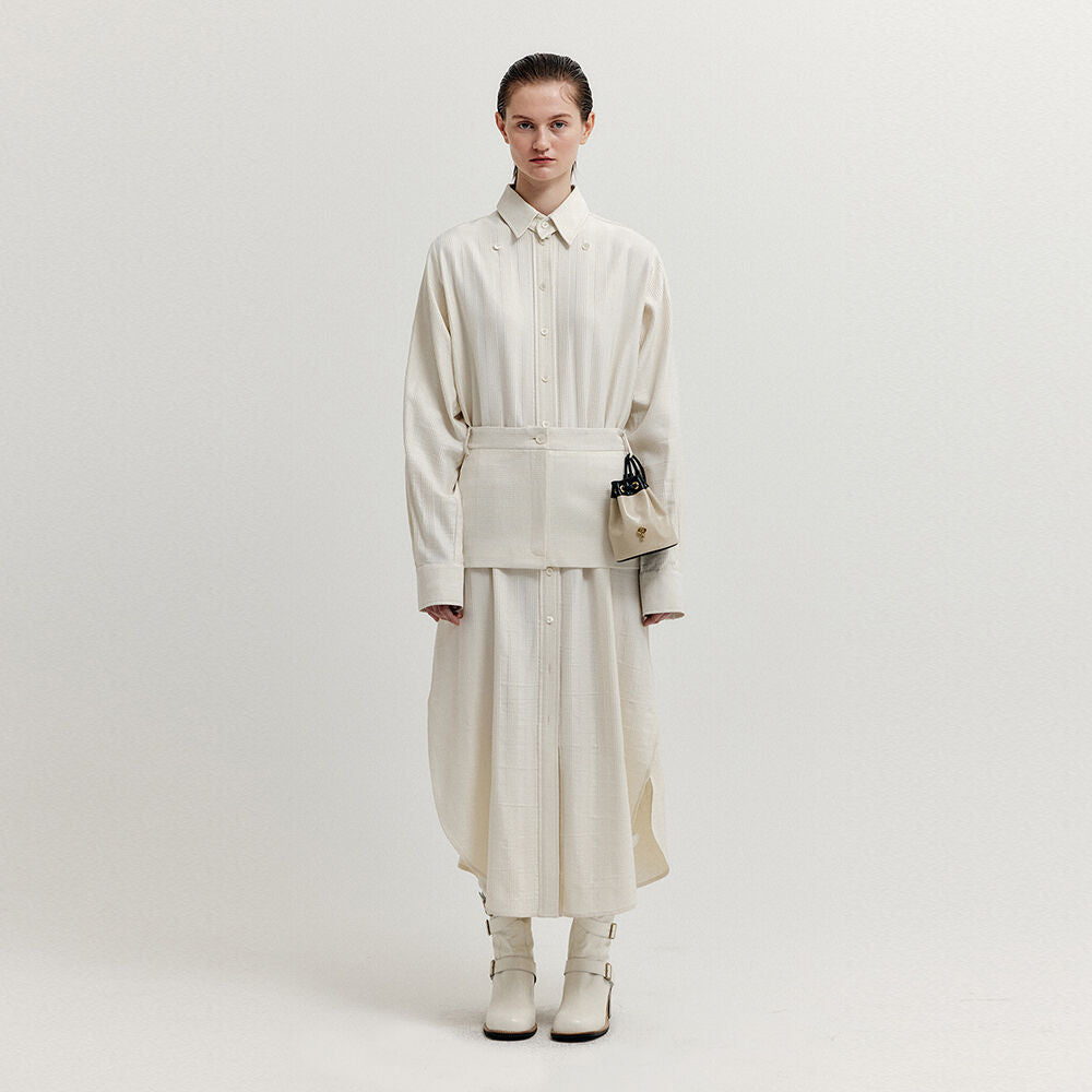 EENK XYO Shirt Dress with Separable Collar and Skirt Belt - Ivory