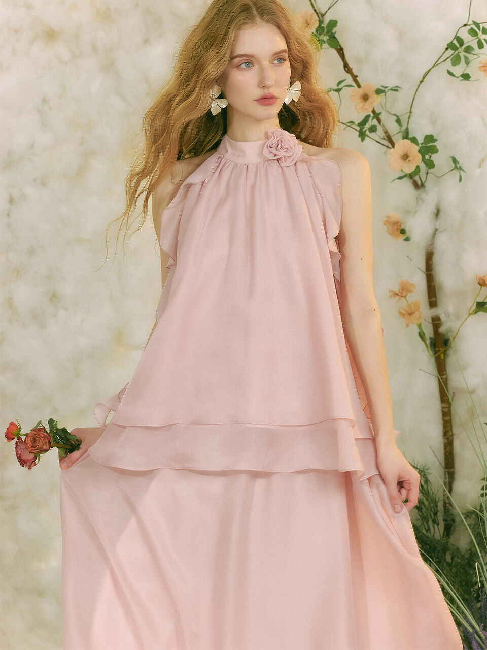 sincethen Peach pink halterneck blouse