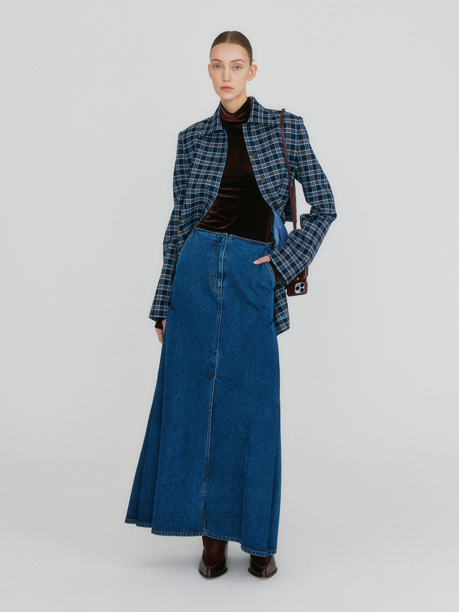 EENK ZOAN Straight Denim Skirt - Blue