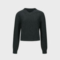 YCH V-NECK KNITTED TOP MELANGE GREY (W23KT810MG)
