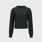 YCH V-NECK KNITTED TOP MELANGE GREY (W23KT810MG)