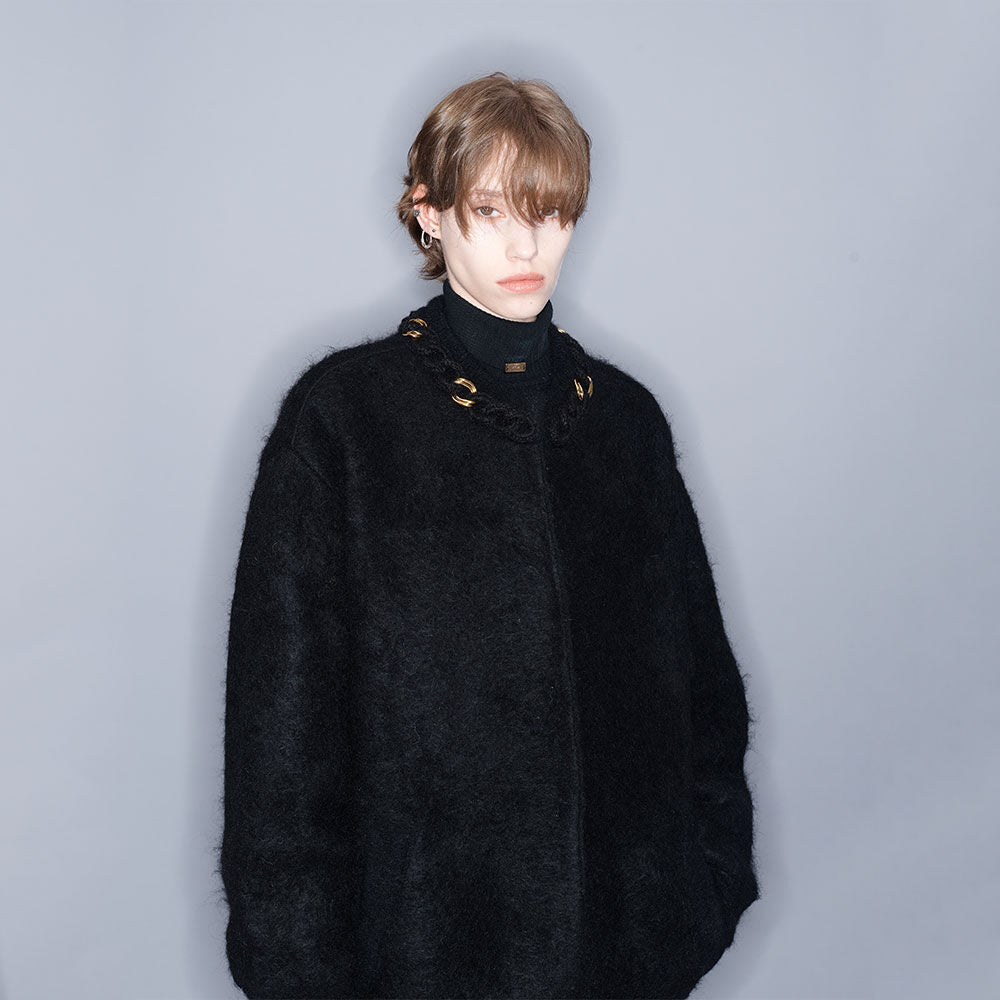 YCH TRIMMED MOHAIR-BLEND JACKET BLACK (W23KT811BK)