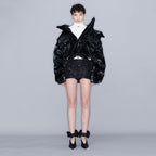 YCH METALLIC DOWN JACKET BLACK (W23OT020BK)