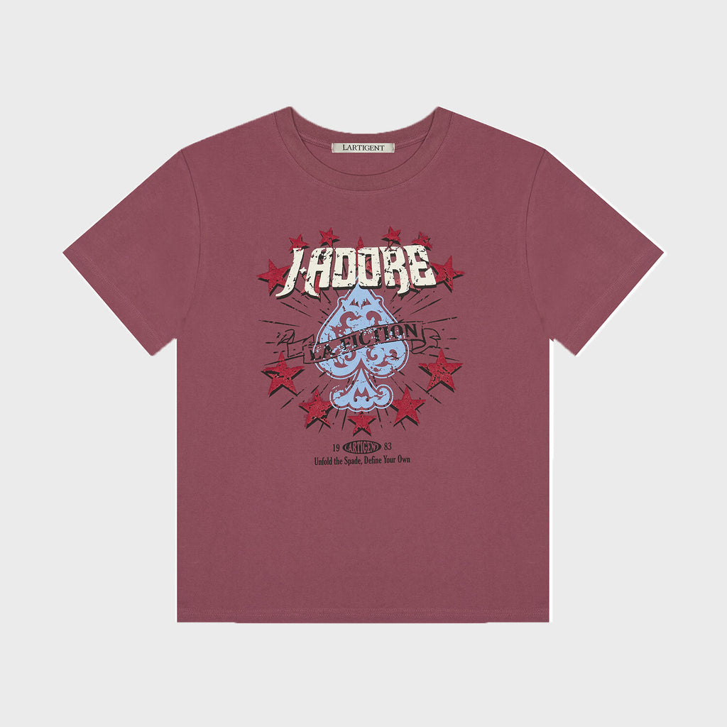 LARTIGENT [29CM Exclusive]L18 VINTAGE SPADE T-SHIRT(PINK)