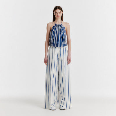 YOKI Tucked Stripe Pants - Ivory