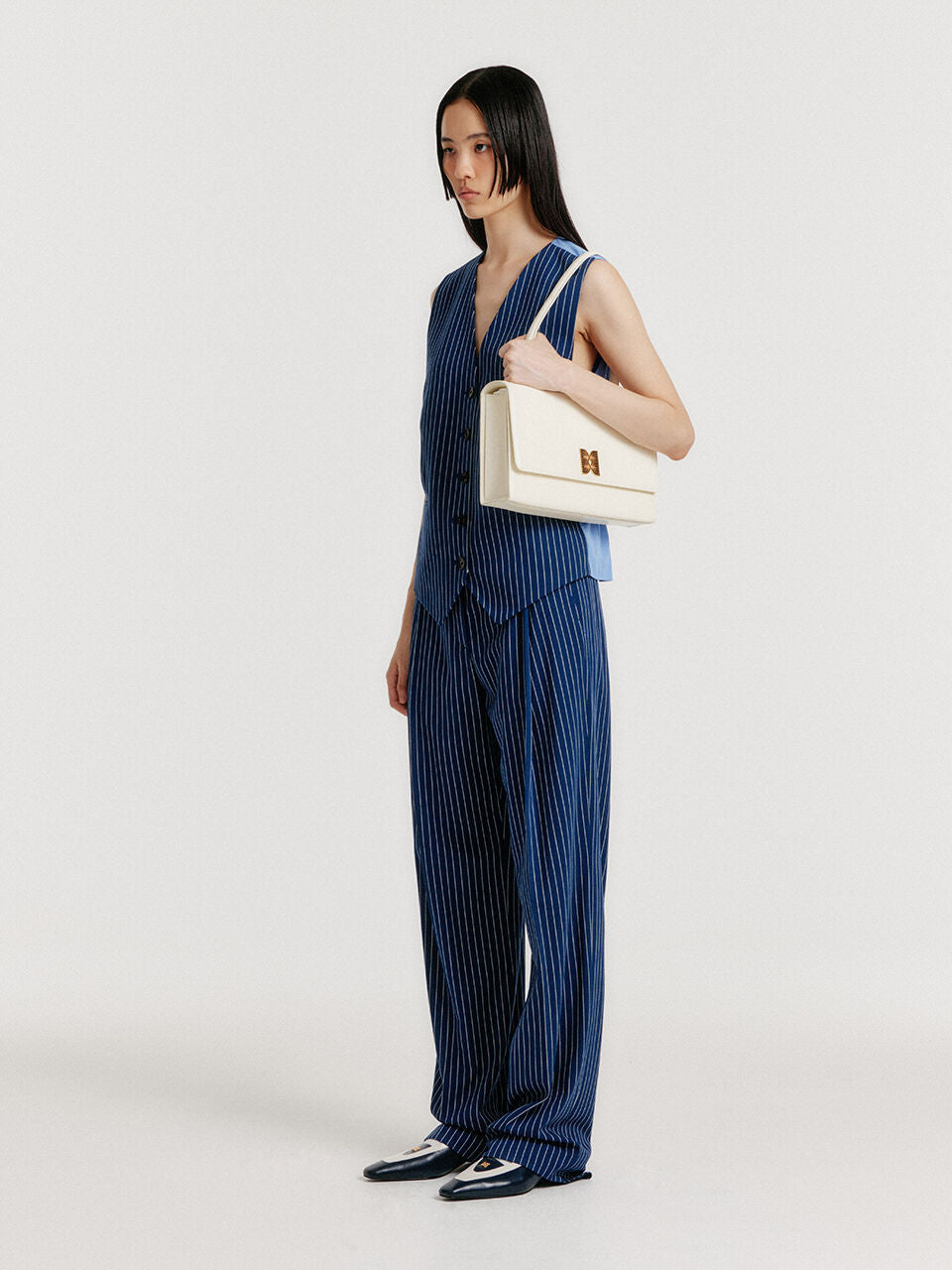 EENK EENK YIOM Classic Straight Pants - Navy Stripe