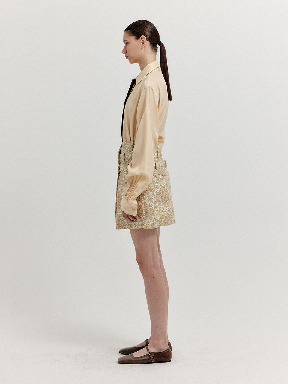 EENK EENK XINNA Waistband Layered Mini Skirt - Beige