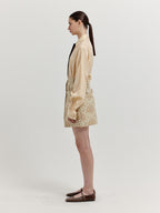 EENK EENK XINNA Waistband Layered Mini Skirt - Beige