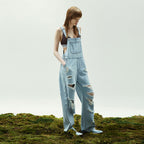 CURRENT DISTRESSED DENIM OVERALLS [LIGHT BLUE]