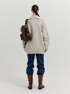 EENK EENK XOEBE Cable Knit Collared Turtleneck - Ivory