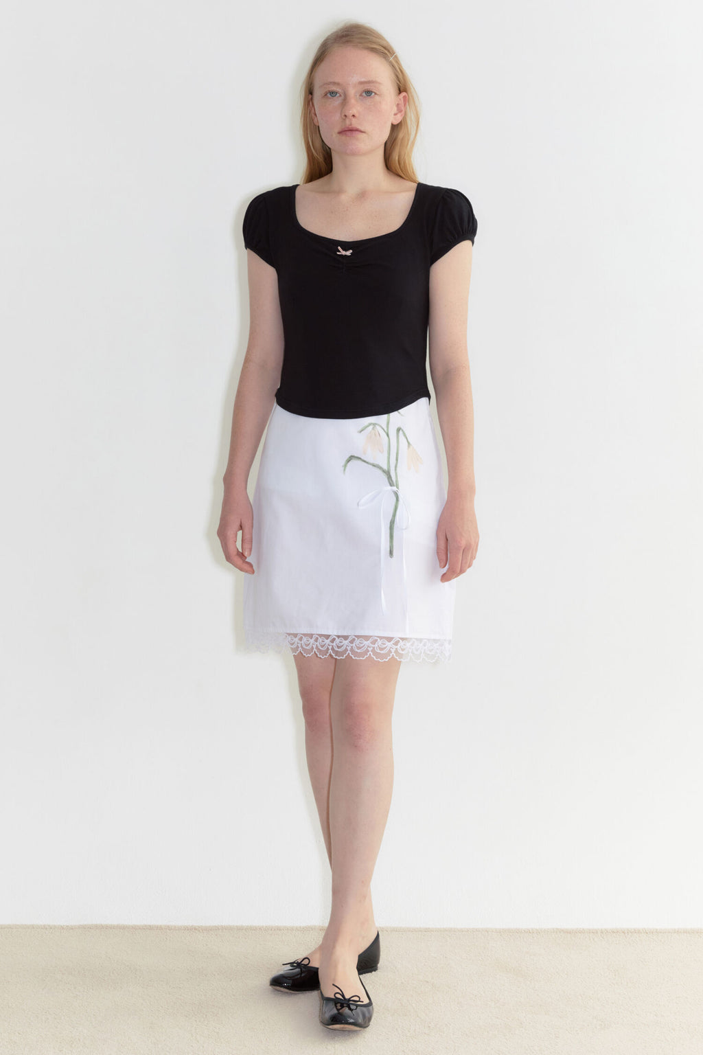 SINOON Round Shirring T-Shirt (Black)