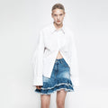 YCH FLOW RUFFLE DENIM SKIRT BLUE (R25DB8071BL)