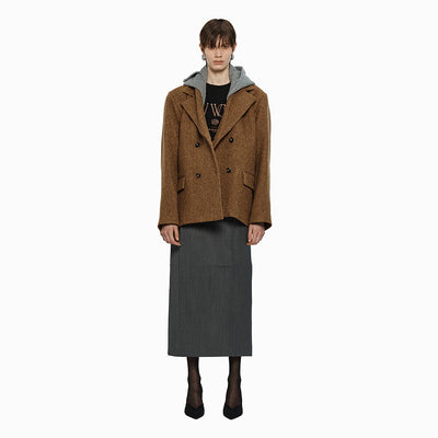 DOUBLE-BREASTED CASHMERE JACKET BROWN (W24OT0061BR)