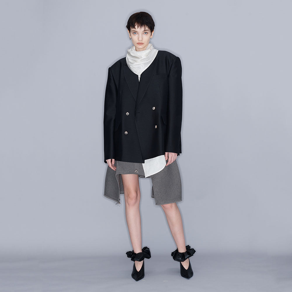 YCH DETACHABLE-SCARF JACKET GREY (W23JK110GY)