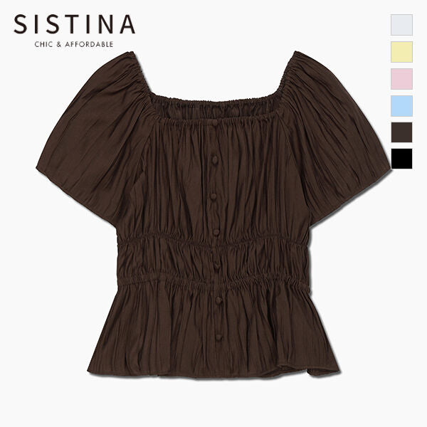 SISTINA Square neck smoking blouse_AWWBLQ21020