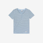 NEW BALANCE NBNEG3W122 / WOMEN NB-FLOWY Henry neck short sleeve T-shirt (L/BLUE)