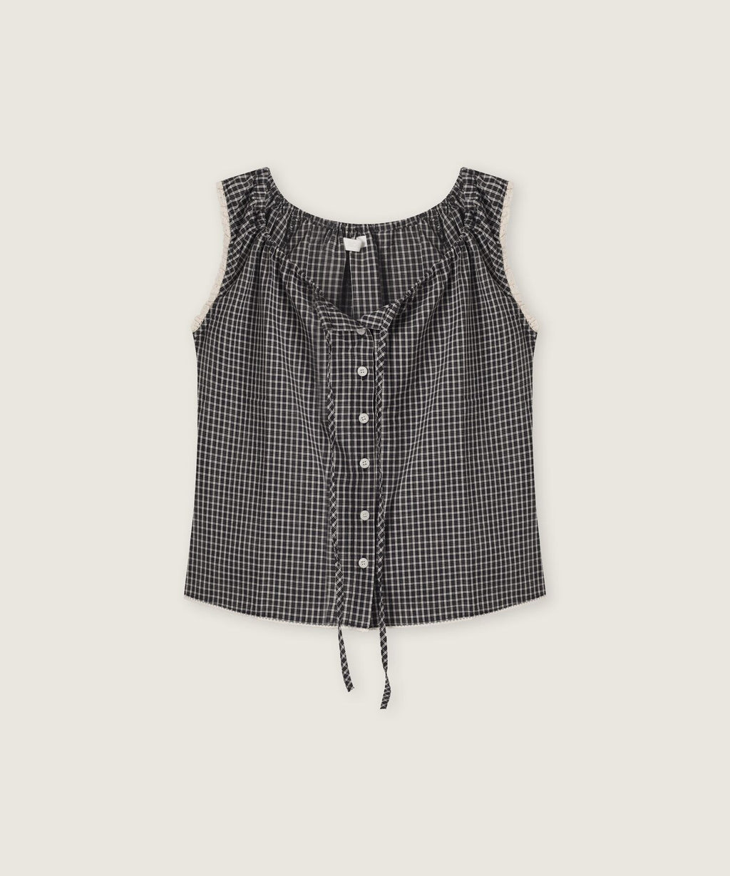 ROEM Neck shirring tank top blouse RMBNG37RTA