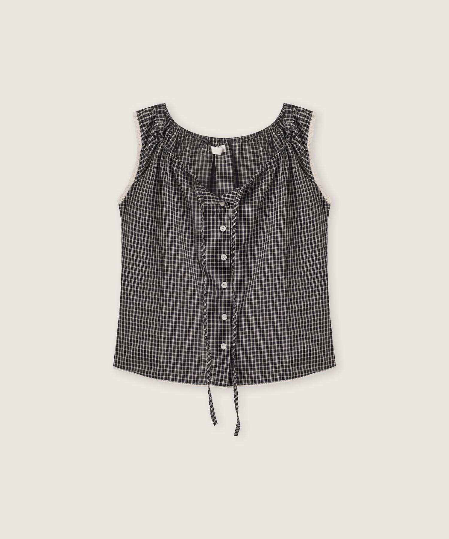 ROEM Neck shirring tank top blouse RMBNG37RTA
