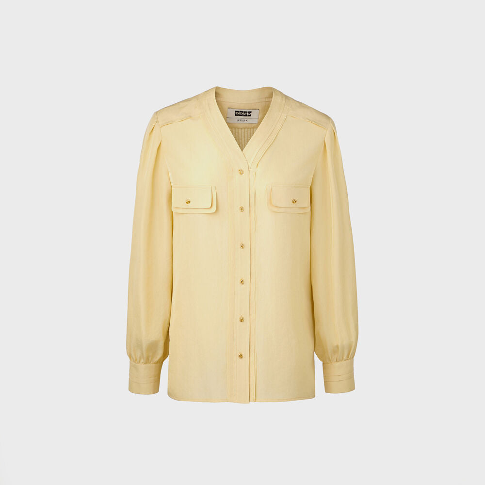 EENK Oversized V-neck Blouse - Yellow