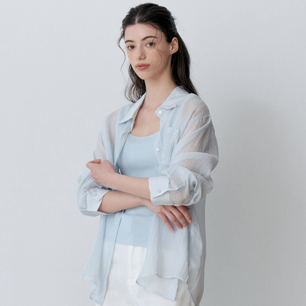 Le' Studio [Summer sheer shirt] SUMMER LOOSE FIT SHEER SHIRT (SBL)
