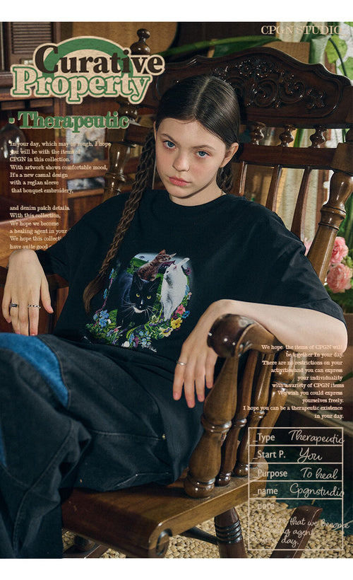 CPGN ABC CAT embroidery short sleeve t-shirt white