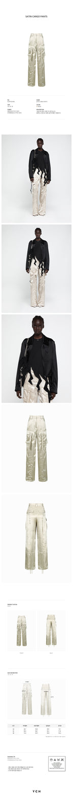 YCH SATIN CARGO PANTS BEIGE (R25PT5041BE)