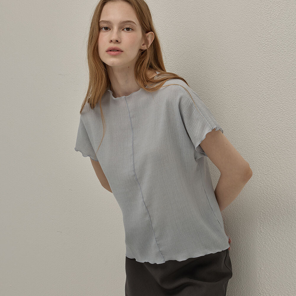 BEMUSE MANSION Waving wrinkle top - Blue grey