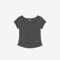 NEW BALANCE NBNEG2W472 / WOMEN Fitted Square Neck Cap Short Sleeve Tee (D/CHARCOAL)