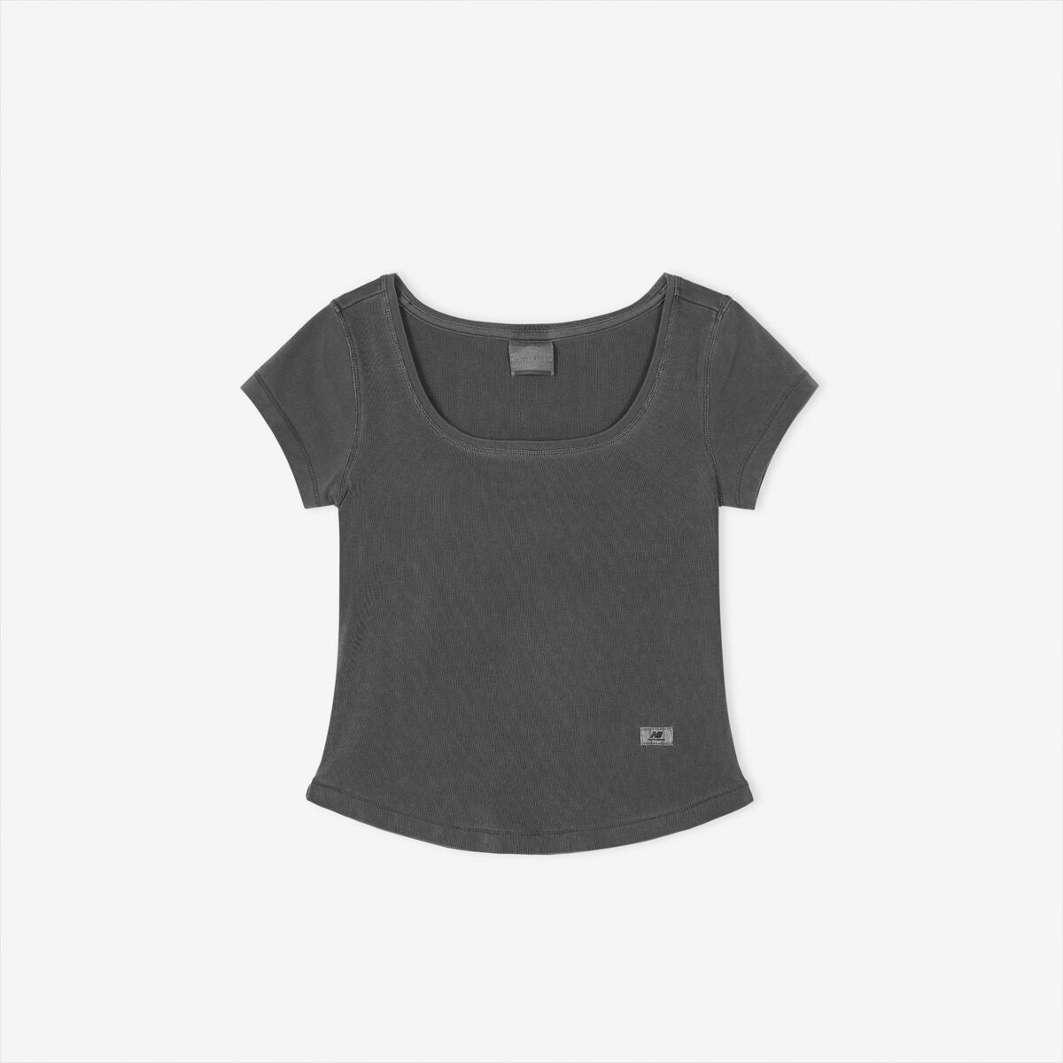 NEW BALANCE NBNEG2W472 / WOMEN Fitted Square Neck Cap Short Sleeve Tee (D/CHARCOAL)