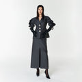 YCH FRONT-SLIT MIDI SKIRT GREY (F23SK504GY)