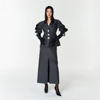 YCH FRONT-SLIT MIDI SKIRT GREY (F23SK504GY)