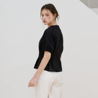 bibyseob Heart neck raglan blouse black [T52]