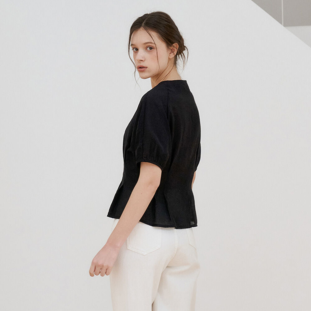 bibyseob Heart neck raglan blouse black [T52]