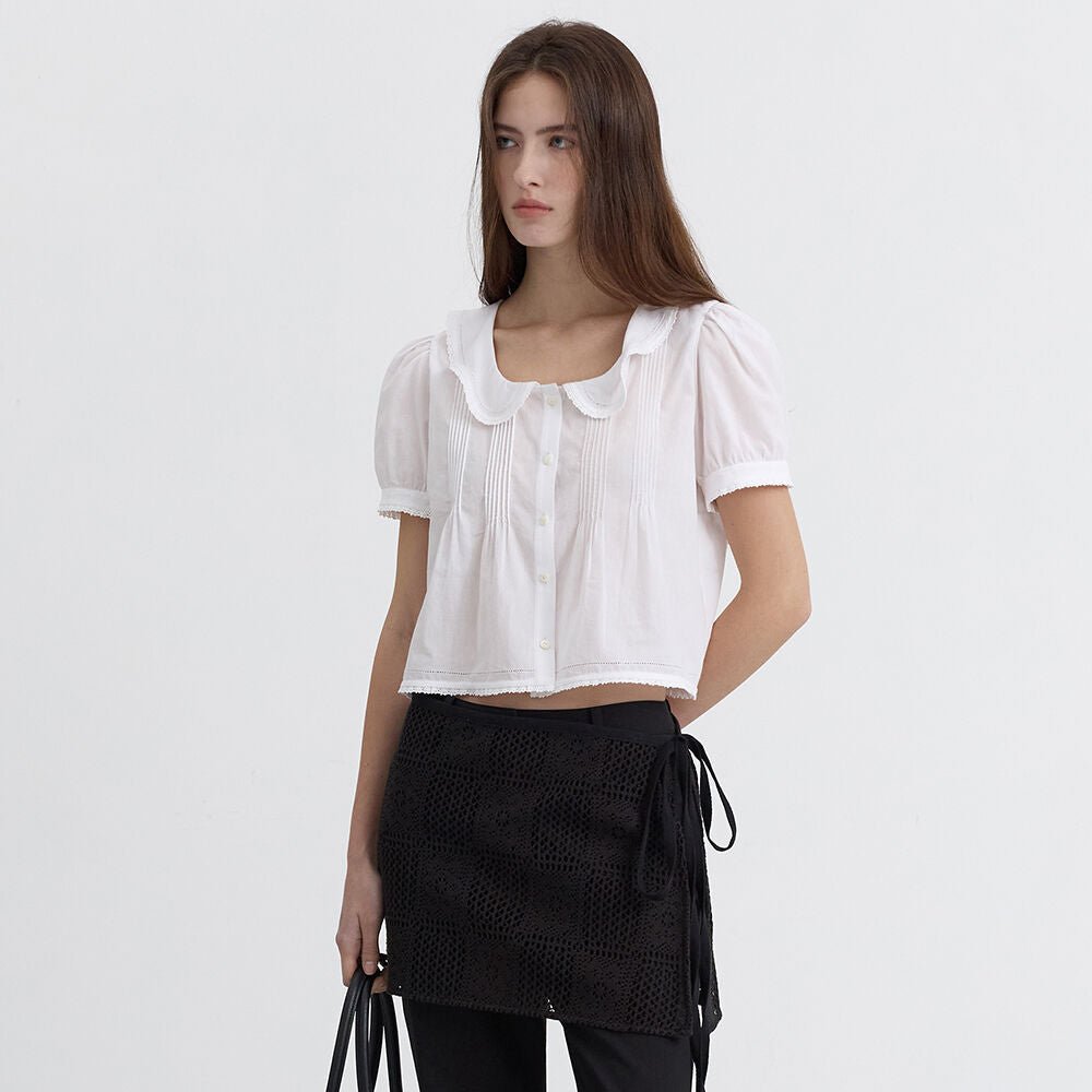 DUNST FRILL COLLARED BLOUSE WHITE_UDBL5B225WT
