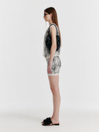 EENK YEARY Knit Vest with Print - White/Black